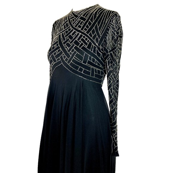 Flowing Chiffon Victora Royal Celtic Knot Empire Waist Cocktail Dress Maxi Bead - Picture 3 of 8